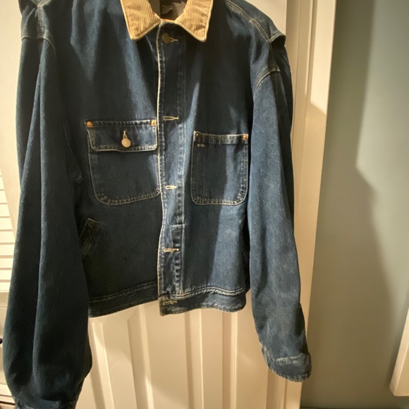 RRL by RALPH LAUREN Size XL Blue Taupe Cotton RARE Trucker Jacket - Picture 4 of 13